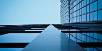 View of glass high-rise building 